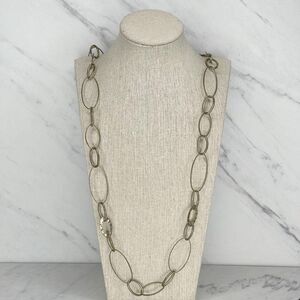 Gold Tone Open Oval Chain Link Necklace
